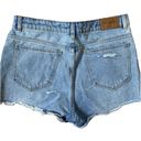 ZARA  Trafaluc Women High Rise Shorts Sz 6 Blue Cotton Denim Embroidered Roses Photo 1