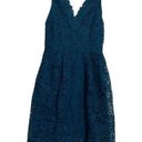 ASTR  the Label V-Neck Lace Fit & Flare Dress Teal Photo 3