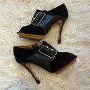 L.A.M.B. Black Suede Leather Peep Toe Pumps Photo 3