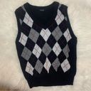 Brandy Melville John Galt 100% Cotton Argyle Sweater Vest size Small Black White Red Gray Photo 0