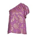 Ramy Brook  Peach Ruffle One-shoulder Silk Blend Top In Purple Jacquard Large Photo 10