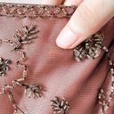 Vintage Pink Brown Floral Beaded Mesh Fit Flared Maxi Formal Prom Dress Size S Photo 6