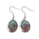 Silver Virgin Mary Earrings Christian Religious Holy Blessed Mother Charm NWT Photo 0