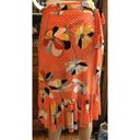 CAbi  Orange Floral Polka Dot Wrap Skirt Ruffle Hem Self Tie Waist   Size Small Photo 2