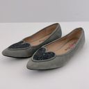 Penny Loves Kenny  Heart Glitter Sequin Pointy Toe Gray Suede Flats Photo 2