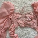 For Love & Lemons  Blouse Hampton Crop Top Long Puff Sleeve Cropped in Rose XS Photo 5