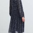 Uniqlo Uniqulo Printed Chiffon Pleated Long Sleeve Dress Womens Size Large Blue NWT NEW Photo 4