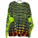 None TIE DYE Long Sleeve T Shirt Neon Green Black Photo 2