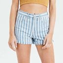 American Eagle  Outfitters Striped High Rise Mom Jean Shorts Blue White 10 Cuffed Photo 1