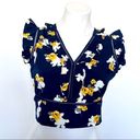 J.O.A. CHRISELLE Ruffle crop top open back floral blue Photo 3