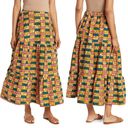 Krass&co The OULA  Vibrant Abstract Tiered Cotton Midi Skirt Women's Large Photo 1