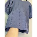 cupio , Size Medium, Periwinkle Short Sleeve, Puff Sleeve Knit Sweater, Comfy Photo 1