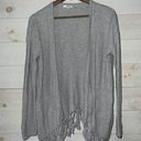 LA Made  Women’s Light Gray Wool Blend Knit Open Front Fringe Cardigan Size XS Photo 0