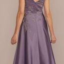 Oleg Cassini Lavender  Satin A-line Gown with Embroidered Waist Photo 0