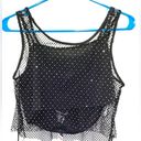 Sincerely Jules  Crop Top Medium Rhinestone Mesh crystal Fishnet Flowy tank scoop Photo 1