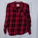 Arizona Jeans Women’s red plaid button up Photo 0