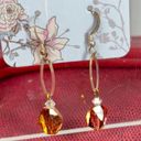 Swavorski Amber Drop Swarovski Crystal Dangle Silver Womens Pierced Hook Earrings Jewelry Photo 1