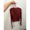 SKIMS  Size XS Cotton Rib Long Sleeve Henley Sangria Crop Ribbed Shirt NWT Photo 3