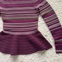 Ted Baker London Purple Stripe Peplum Blouse Sweater Photo 2