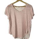 Forever 21  White Pink Polka Dot Linen Short Sleeve T-Shirt L Photo 0