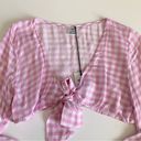 VDM the Label x Revolve Pink Gingham Swim Coverup Tie Front Crop Top Medium Photo 2