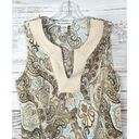 Krass&co Telluride Clothing . Womens Linen Paisley Tank Top Beige Blue Size Small Photo 1