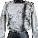 Bebe  Acid Washed Cropped Denim Moto Jacket Photo 2