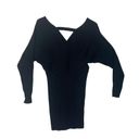 12th Tribe  womens large salty in the city black sweater mini dress v neck date r Photo 2