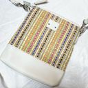 Stone Mountain  Woven Rainbow Wicker and White Leather Crossbody Bag Photo 4