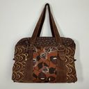 Fossil Vintage  Travel Weekender Bag Printed Canvas & Leather Brown Photo 2