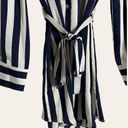 En Creme Navy Blue White Striped Long Sleeve Belted Tie Waist Shirt Dress Size L Size L Photo 3