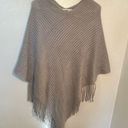 Time And Tru  Fringe Poncho Sweater Gray Pullover Ribbed Photo 4