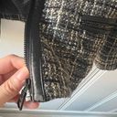 Banana Republic  Black Plaid Tweed Cropped 3/4 Sleeve Zip Up Blazer Jacket GUC Photo 7