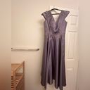 Oleg Cassini Lavender  Satin A-line Gown with Embroidered Waist Photo 2