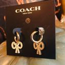 Coach  gold stud hoop earrings Diamond bow​​​​​​ Photo 1