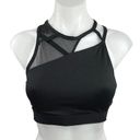 Nike  Black Crew Neck Mesh Cutout Yoga Full Coverage Athletic Sports Bra Size M Photo 0