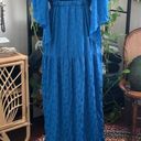 Free People  Cha Cha Blue Jacquard Button Down Flutter Sleeve Maxi Dress Photo 4