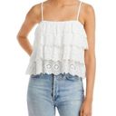 AQUA  Eyelet Tiered Tank Top Womens White Spaghetti Straps Layered Size Medium Photo 0