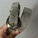 Elite Vintage sparkle glitter metallic silver gold belt 36” long Photo 2