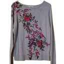 Dress Barn  Roz & Ali Gray Pink Floral KNit Sweater Pullover Women's XL Photo 2