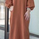 Lush Clothing Lush Orange Gauzy Cotton Oversized Midi Shirt Dress Size Small Photo 0