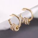 14K Gold Plated Three Rings Small Hoop Earrings for Women Photo 1