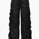 Micas Ruched Black Drawstring Wide Leg Cargo Pants Size Medium NEW! Photo 2