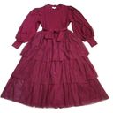 Krass&co NWT Ivy City . Cosette Midi in Wine Tiered Tulle Skirt Fit & Flare Dress XL Photo 1