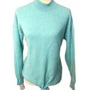 Loft  light turquoise wool blend front knot long sleeve sweater Photo 0