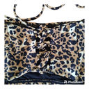 Relleciga  Leopard Print Adjustable Back Lace Up Bandeau Bikini Swim Top Photo 3