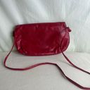 Vintage 70s Leather Clutch Purse Bag Skinny Shoulder Strap Cherry Red Photo 5