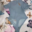 SKIMS  size 4X Summer mesh short sleeve bodysuit top sky blue NWT sheer 4xl kim k Photo 3