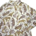 Equipment NWT  Signature in Almond Floating Cheetah Cat Silk Button Down Shirt S Photo 2