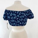 Reformation  off shoulder floral top in blue Photo 3